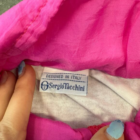 Vintage Y2K 90's Sergio Tacchini Winbreaker Track Full Zip Jacket Italy M Pink - Picture 3 of 5